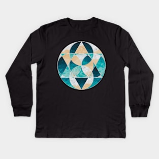 Geometric collage of beach oil painting Kids Long Sleeve T-Shirt